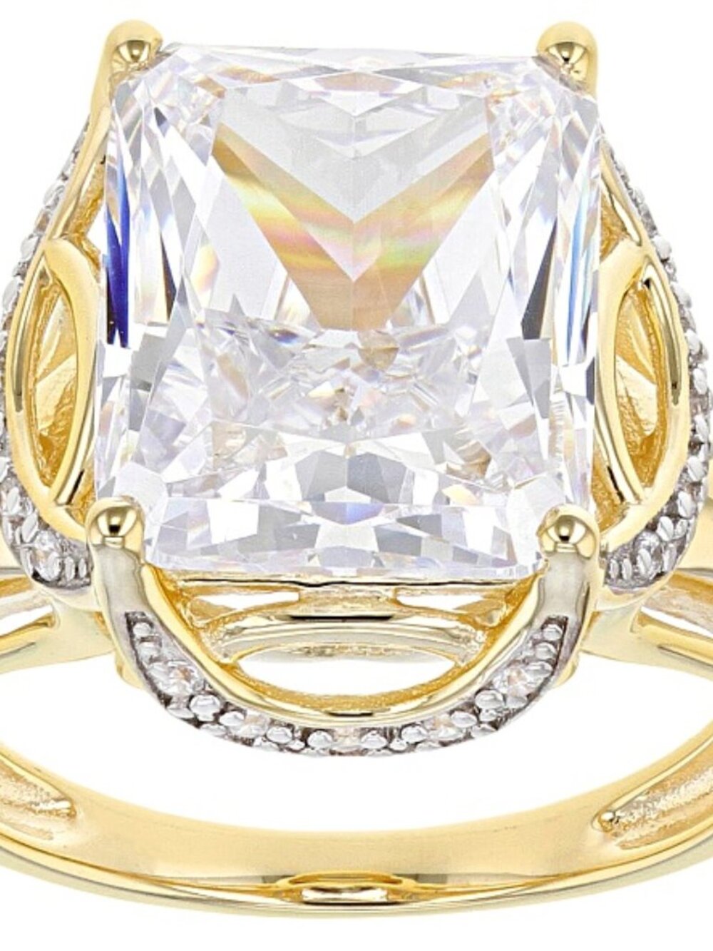 Bella Luce Rhodium & 18K Yellow Gold Plated Engagement Ring 12.04ctw. Size 10